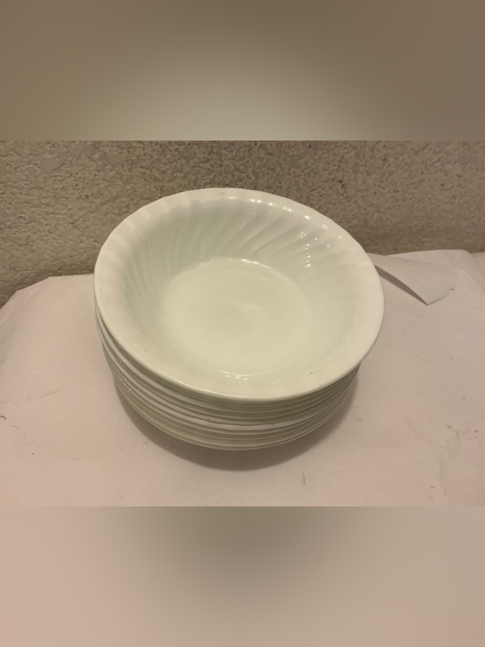 Corelle Brisas swirl White Fluted Rim Serving Bowls - Set of 10